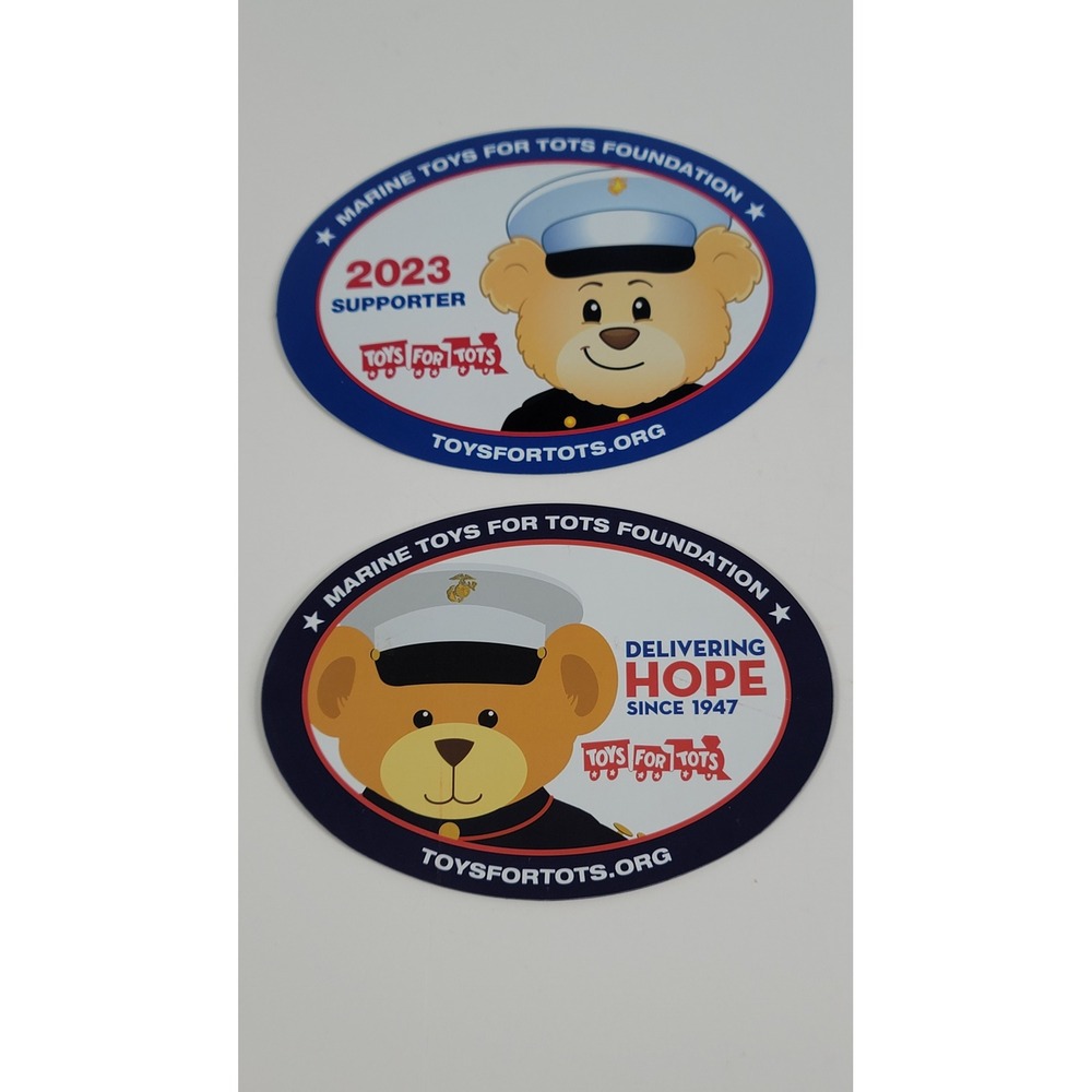 Marine Toys for Tots Foundation 2023 Supporter Oval Magnets Set of 2 Bear Logo